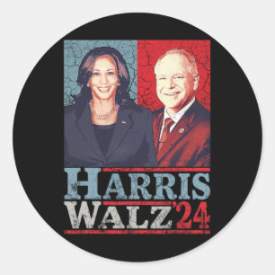 Waltz 2024 Election Kamala Harris Tim Waltz 2024 5 Classic Round Sticker