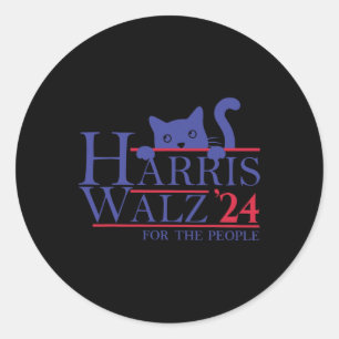 Waltz 2024 For The People Funny Cat Lady Kamala 20 Classic Round Sticker