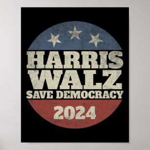 Waltz 2024 Save Democracy Shirt Retro Button Elect Poster