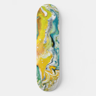 Waltz Across 1 Golden Blue Abstract Skateboard 