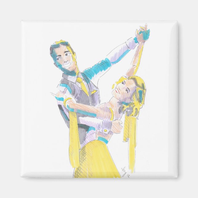 Waltz Ballroom Dancers Drawing Magnet (Front)