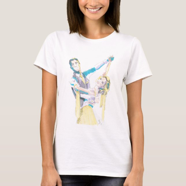 Waltz Ballroom Dancers Drawing T-Shirt (Front)