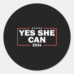 Waltz Yes She Can 2024 Election Vote Kamala Harris Classic Round Sticker