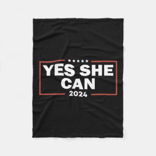 Waltz Yes She Can 2024 Election Vote Kamala Harris Fleece Blanket