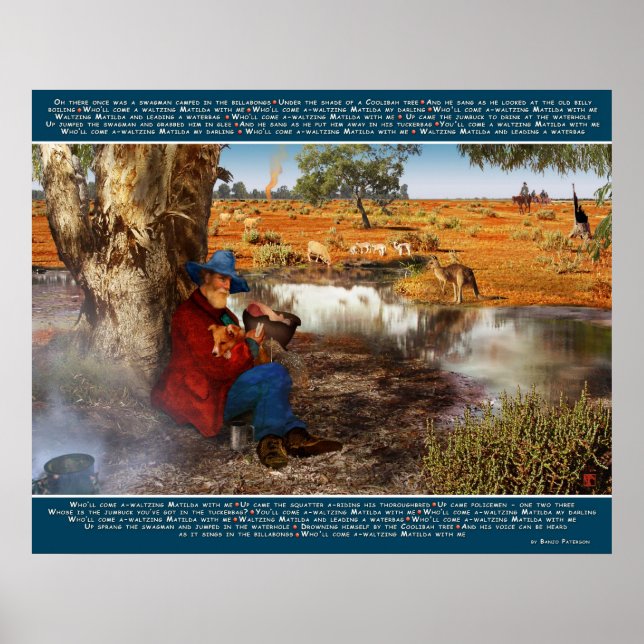 Waltzing Matilda with Banjo Paterson Lyrics and St Poster (Front)