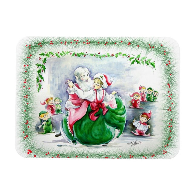 Waltzing Père Noël & Mme Claus Premium Magnet (Horizontal)