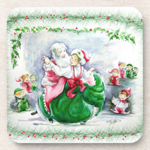 Waltzing Santa & Mrs. Claus Cork Coaster