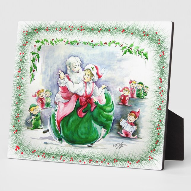 Waltzing Santa & Mrs. Claus Plaque (Side)