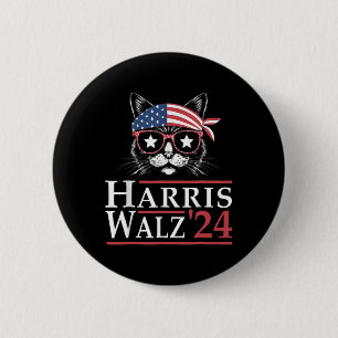 Walz 2024 Funny Cat Election Kamala Harris Tim Wal 2 Inch Round Button