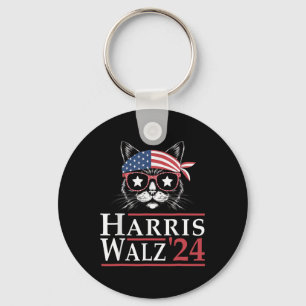 Walz 2024 Funny Cat Election Kamala Harris Tim Wal Keychain