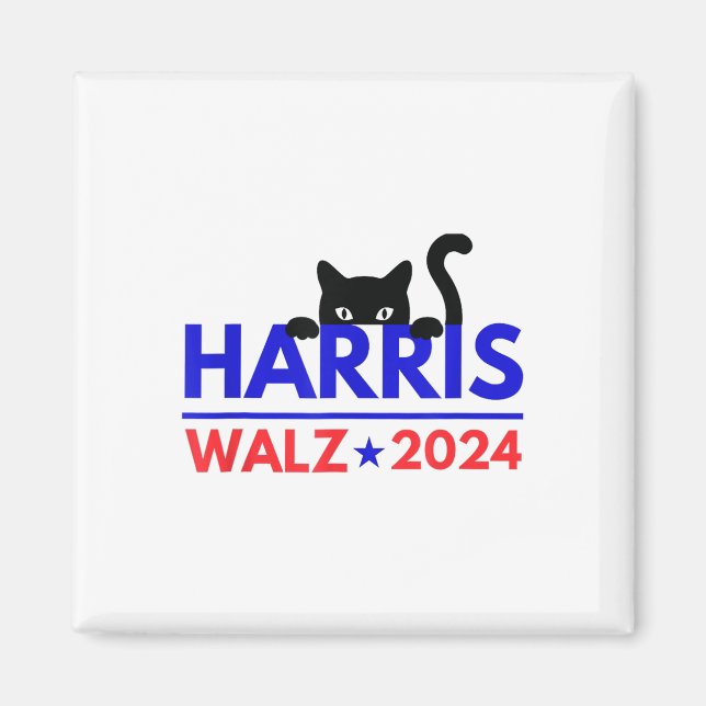 Walz 2024 Funny Cat Election Kamala Harris Tim Wal Magnet (Front)