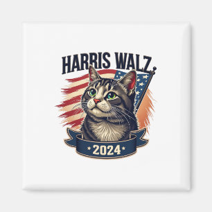 Walz 2024 Funny Cat Kamala Harris Tim Walz Waltz Magnet