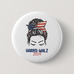 Walz 2024 Kamala Harris Tim Walz President Democra 2 Inch Round Button