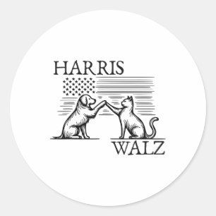 Walz 2024 President American Flag Kamala Harris Wa Classic Round Sticker