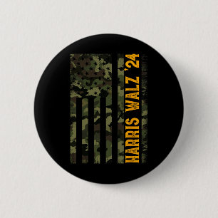 Walz 2024 Presidential Election Kamala Camo Flag  2 Inch Round Button