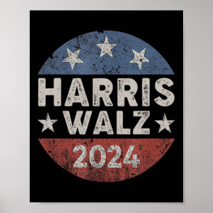 Walz 2024 Vintage Button Kamala Harris Tim Walz  Poster
