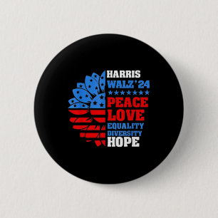 Walz Peace Love Equality Hope Diversity  2 Inch Round Button