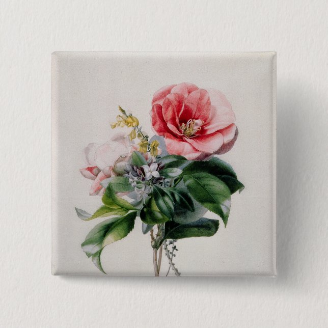 wamellia and Broom 2 Inch Square Button (Front)