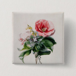 wamellia and Broom 2 Inch Square Button
