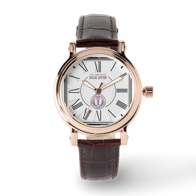 WAMS Women's Perfect Square Brown Leather Watch (Front)