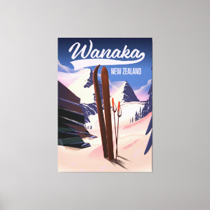 Wanaka New Zealand ski poster Canvas Print