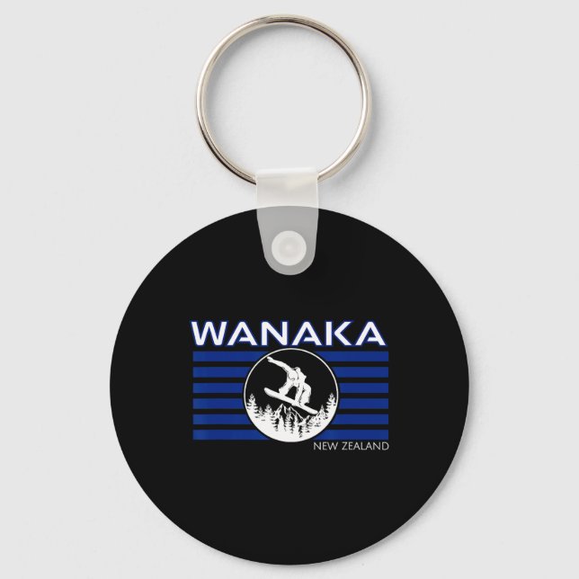 Wanaka New Zealand Snowboarding New Zealander Snow Keychain (Front)