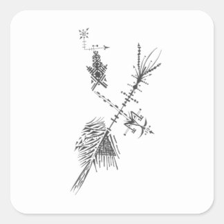 Wand Black White Abstract Tribal Tattoo Art Square Sticker