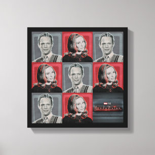 Wanda and Vision Retro Chequered Pattern Canvas Print