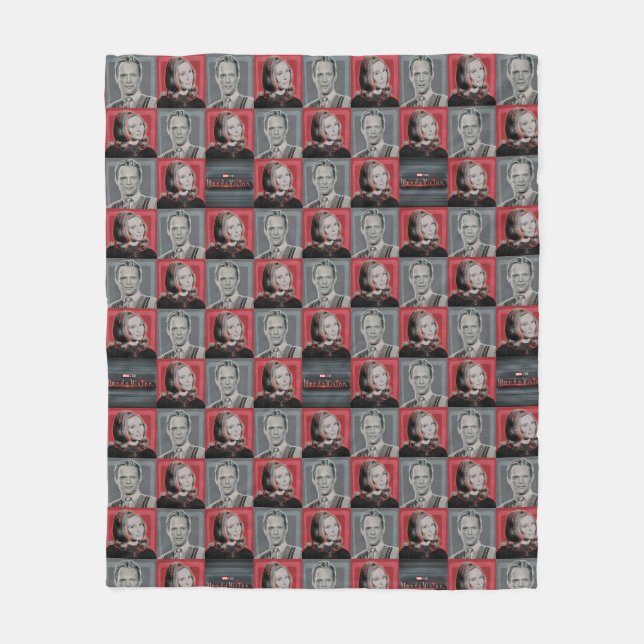 Wanda and Vision Retro Chequered Pattern Fleece Blanket (Front)