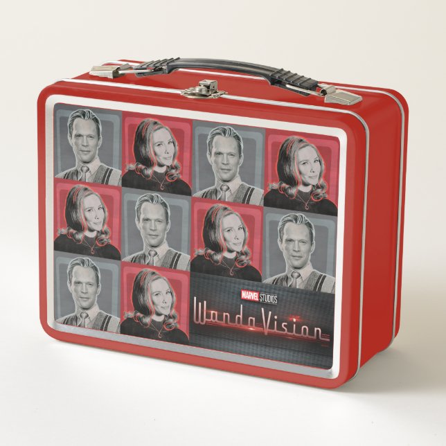 Wanda and Vision Retro Chequered Pattern Metal Lunch Box (Front)