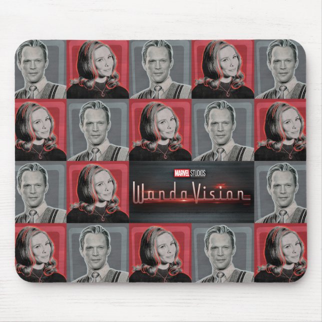 Wanda and Vision Retro Chequered Pattern Mouse Pad (Front)