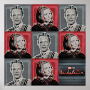 Wanda and Vision Retro Chequered Pattern Poster