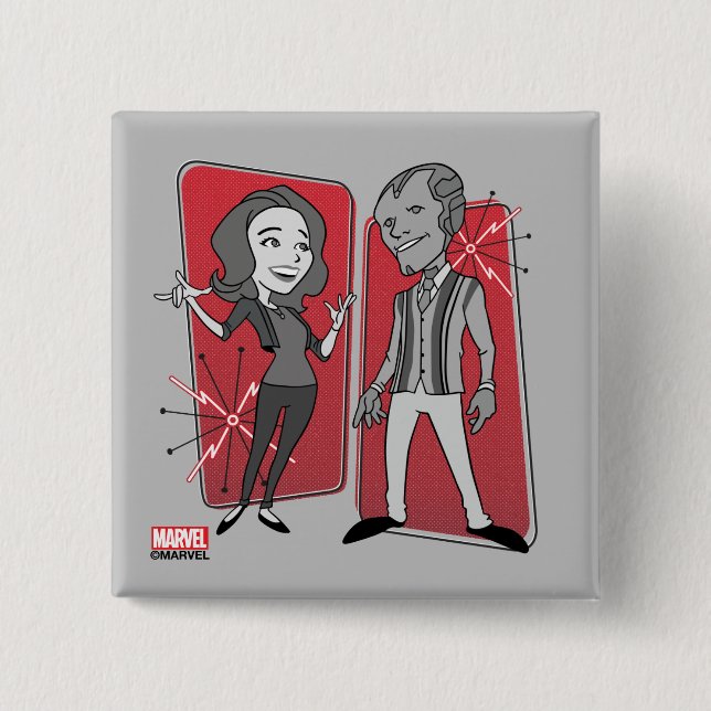 WandaVision Retro Animation Graphic 2 Inch Square Button (Front)