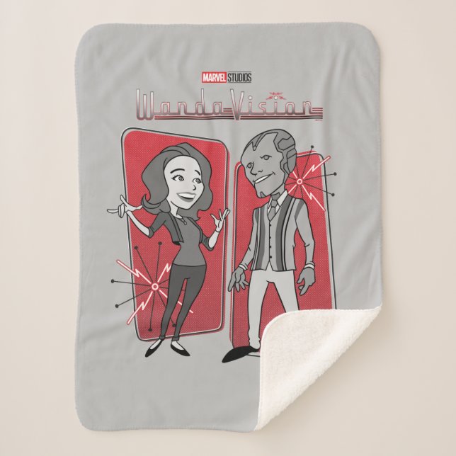 WandaVision Retro Animation Graphic Sherpa Blanket (Front)