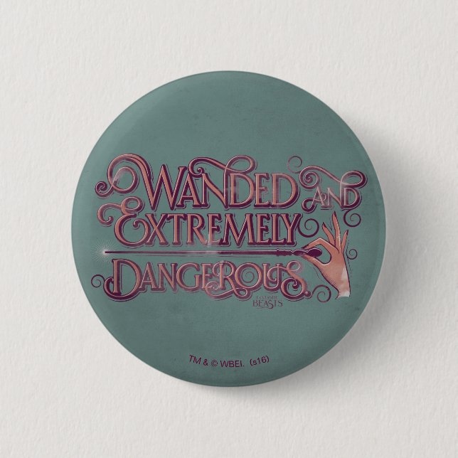 Wanded And Extremely Dangerous Graphic - Pink 2 Inch Round Button (Front)