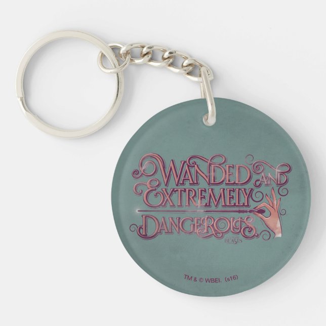 Wanded And Extremely Dangerous Graphic - Pink Keychain (Front)