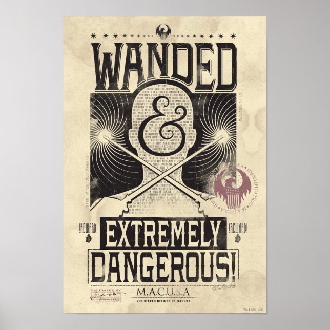 Wanded & Extremely Dangerous Wanted Poster - Black (Front)