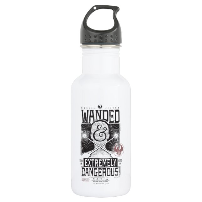 Wanded & Extremely Dangerous Wanted Poster - Black 532 Ml Water Bottle (Front)