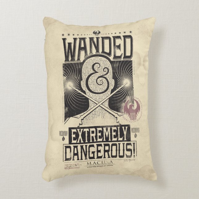 Wanded & Extremely Dangerous Wanted Poster - Black Decorative Pillow (Front(Vertical))