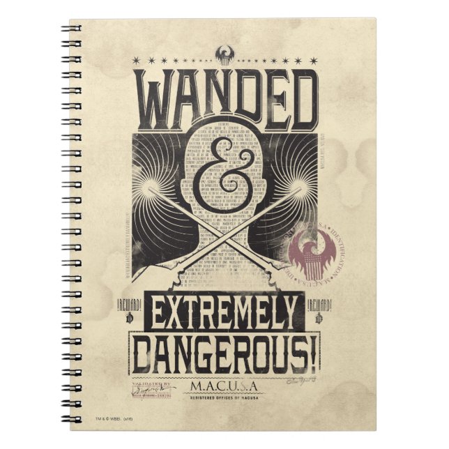 Wanded & Extremely Dangerous Wanted Poster - Black Notebook (Front)