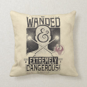 Wanded & Extremely Dangerous Wanted Poster - Black Throw Pillow