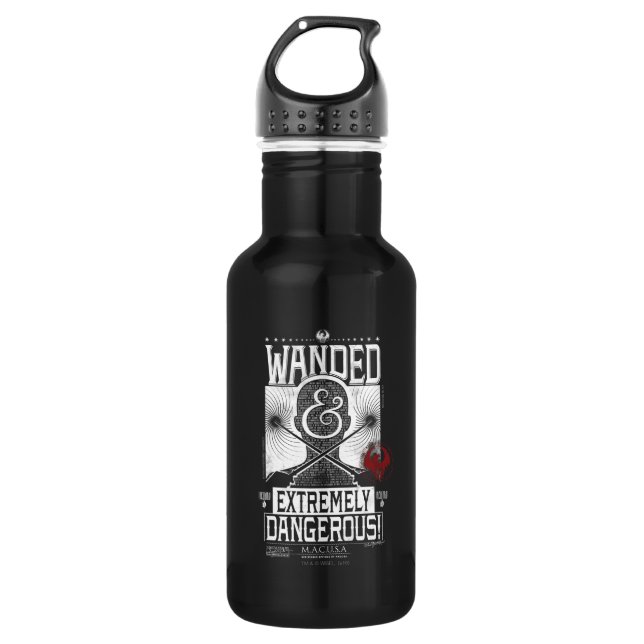 Wanded & Extremely Dangerous Wanted Poster - White 532 Ml Water Bottle (Front)