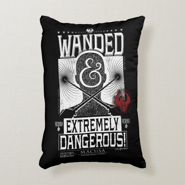Wanded & Extremely Dangerous Wanted Poster - White Accent Pillow (Front(Vertical))
