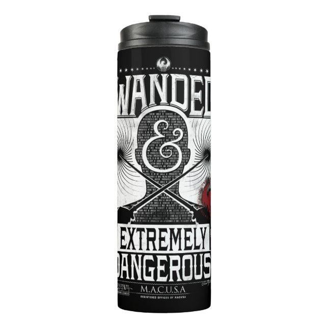 Wanded & Extremely Dangerous Wanted Poster - White Thermal Tumbler (Front)