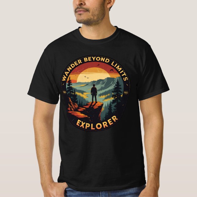 Wander Beyond Limits Retro Explorer Adventure T-Shirt (Front)