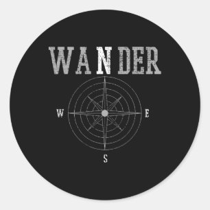 Wander Comp Hiking Camping Adventure  Classic Round Sticker