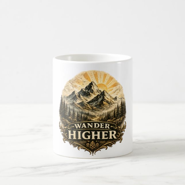 Wander Higher Mountain Adventure Vintage Coffee Mug (Center)