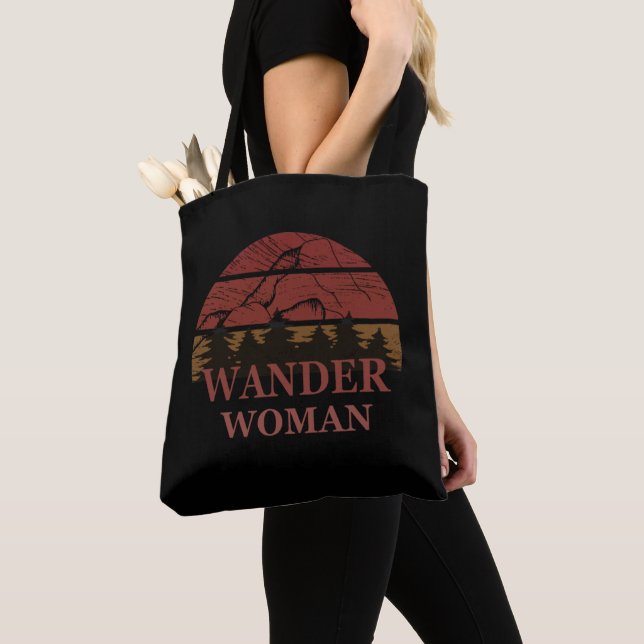 Wander hiking hike camping woman vintage tote bag (Close Up)