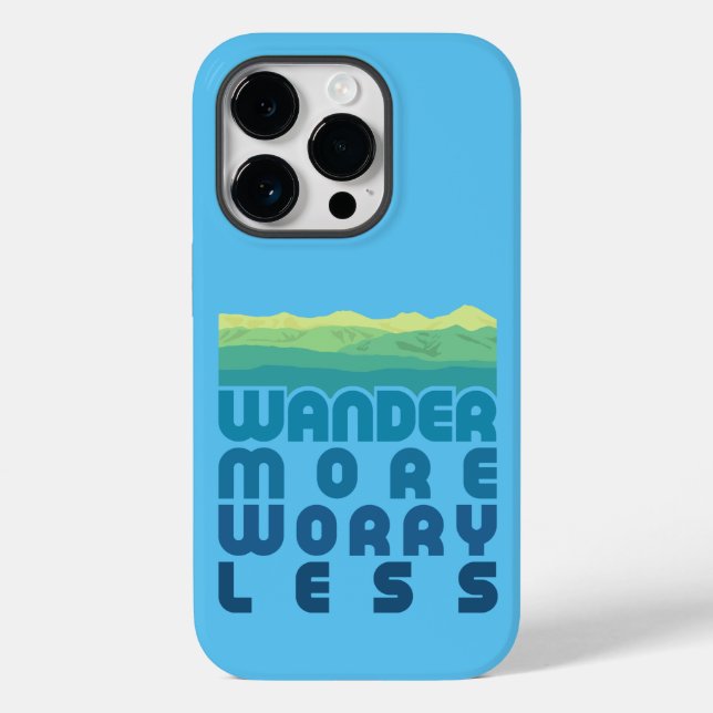  Wander More Worry Less/blue gradient Case-Mate iP iPhone Case (Back)
