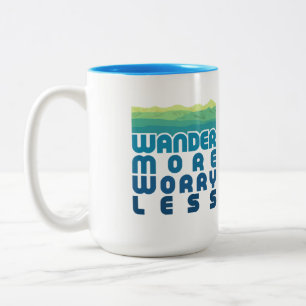 Wander More Worry Less / Blue Gradient Two-Tone Coffee Mug